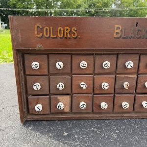L7kvSZ8H_1.jpg Antique Primitive 36-Drawer General Store Spool Cabinet Advertising Display