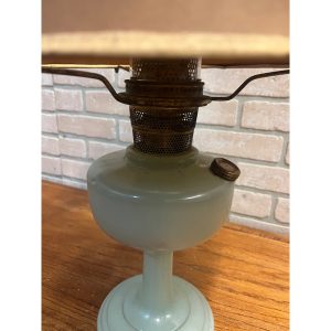 Vintage Aladdin Oil Lamp Green Venetian w/ Original Whip-O-Lite Paper Shade
