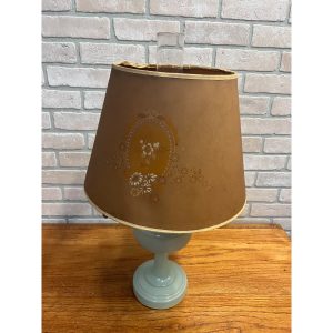 Vintage Aladdin Oil Lamp Green Venetian w/ Original Whip-O-Lite Paper Shade