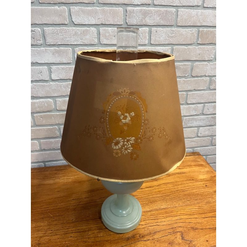 Vintage Aladdin Oil Lamp Green Venetian w/ Original Whip-O-Lite Paper Shade