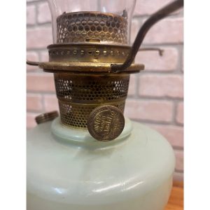 Vintage Aladdin Oil Lamp Green Venetian w/ Original Whip-O-Lite Paper Shade
