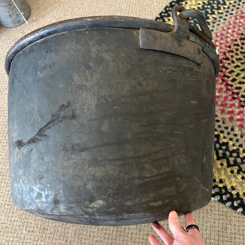 Antique Primitive 1800s Large Solid Copper Apple Butter Cauldron Kettle Pot