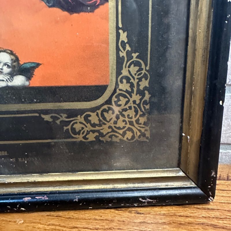 Antique 19th c. Sistine Madonna by Raphael Framed Lithograph German