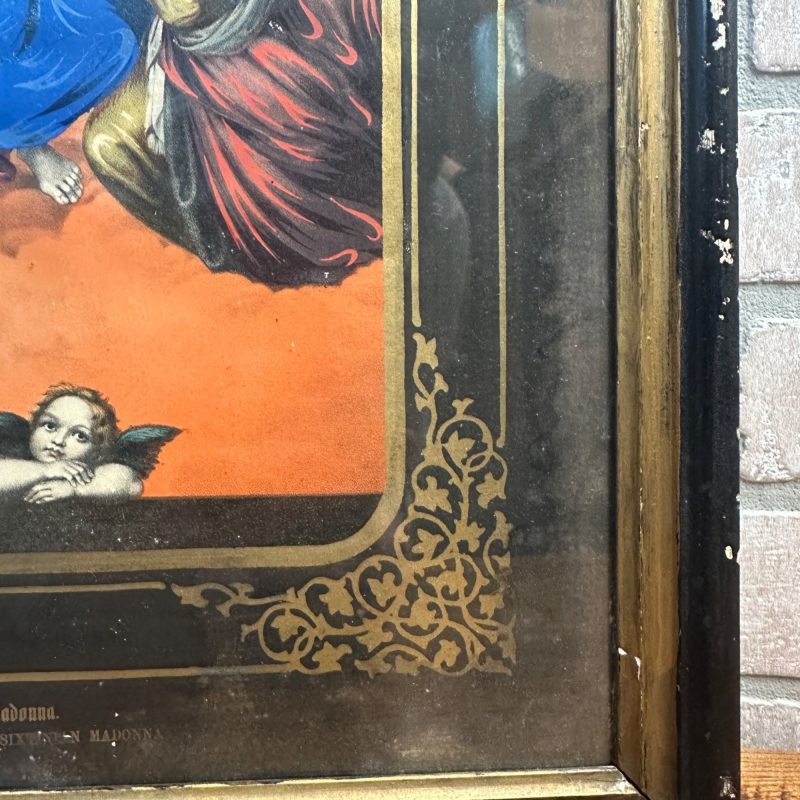 Antique 19th c. Sistine Madonna by Raphael Framed Lithograph German