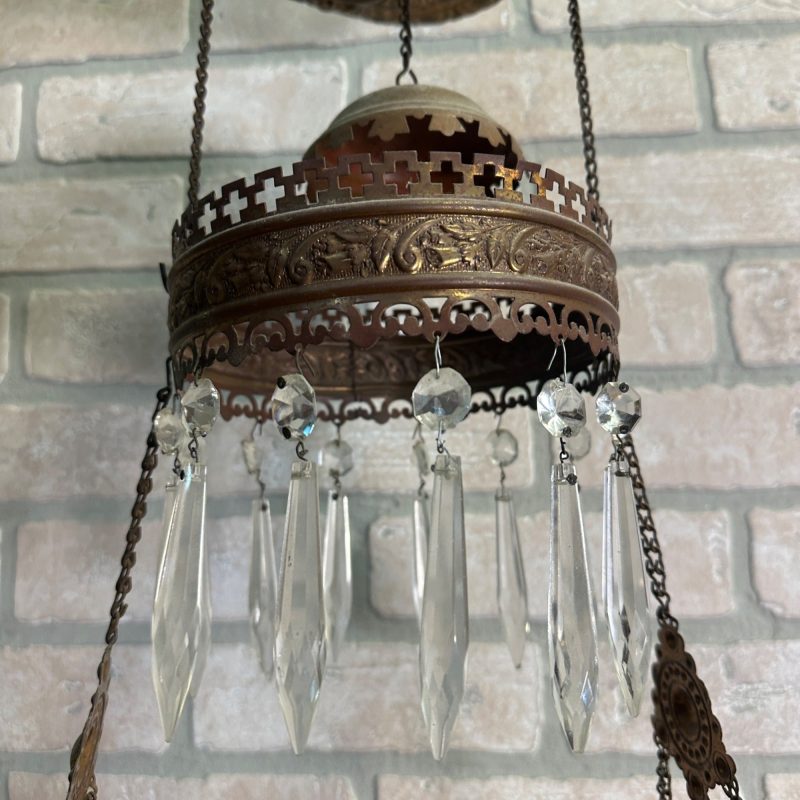 NBDkNQqG_10.jpg Antique Victorian Hanging Oil Kerosene Lamp w/ Ruby Burmese Shade Uranium Glows!