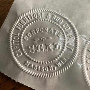 Antique Cast Iron Notary Stamp Seal -Capitol Furniture & Rug Madison Wis