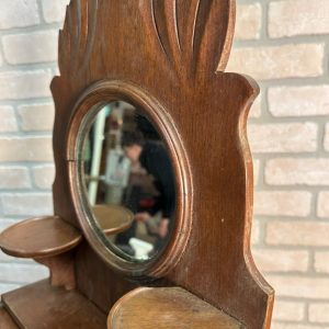 O3eF9lon_12.jpg Antique Wooden Wall Shaving Cabinet w/ Mirror Victorian Medicine Cabinet