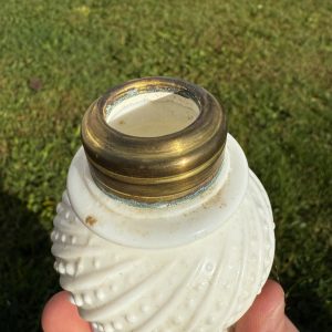 Vintage Miniature Milk Glass Hobnail Oil Kerosene Bedside Lamp Base