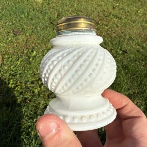 Vintage Miniature Milk Glass Hobnail Oil Kerosene Bedside Lamp Base