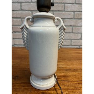 Vintage White Ceramic Urn Table Lamp Base Part French MCM Mid-Century