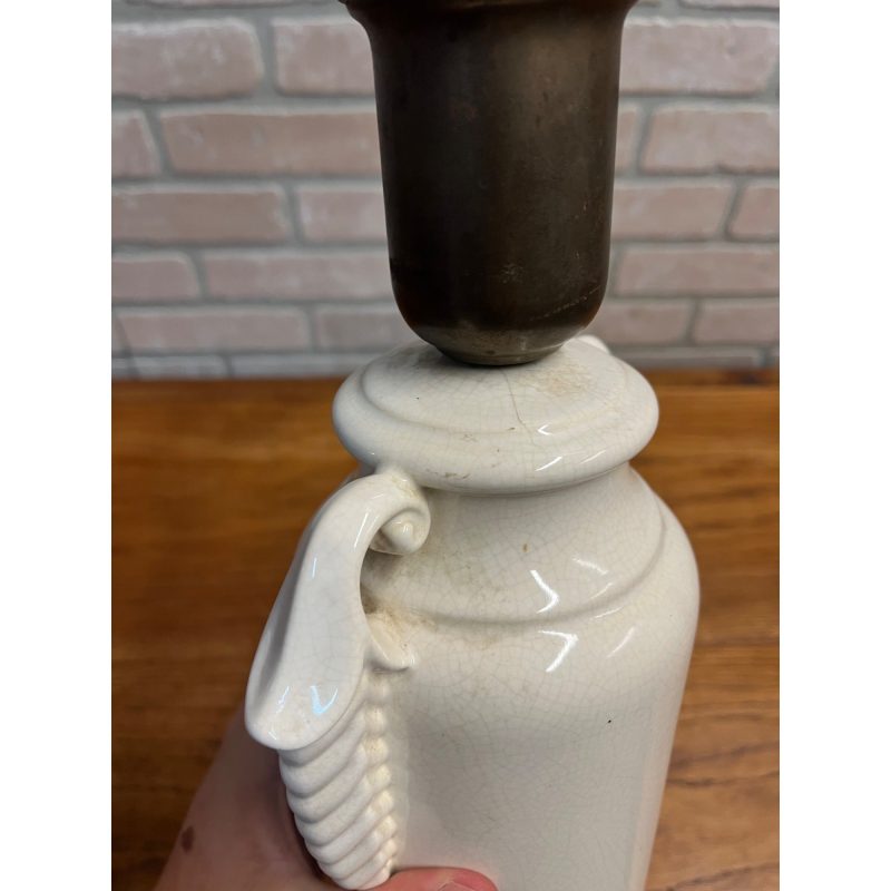 Vintage White Ceramic Urn Table Lamp Base Part French MCM Mid-Century