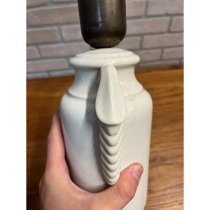 Vintage White Ceramic Urn Table Lamp Base Part French MCM Mid-Century