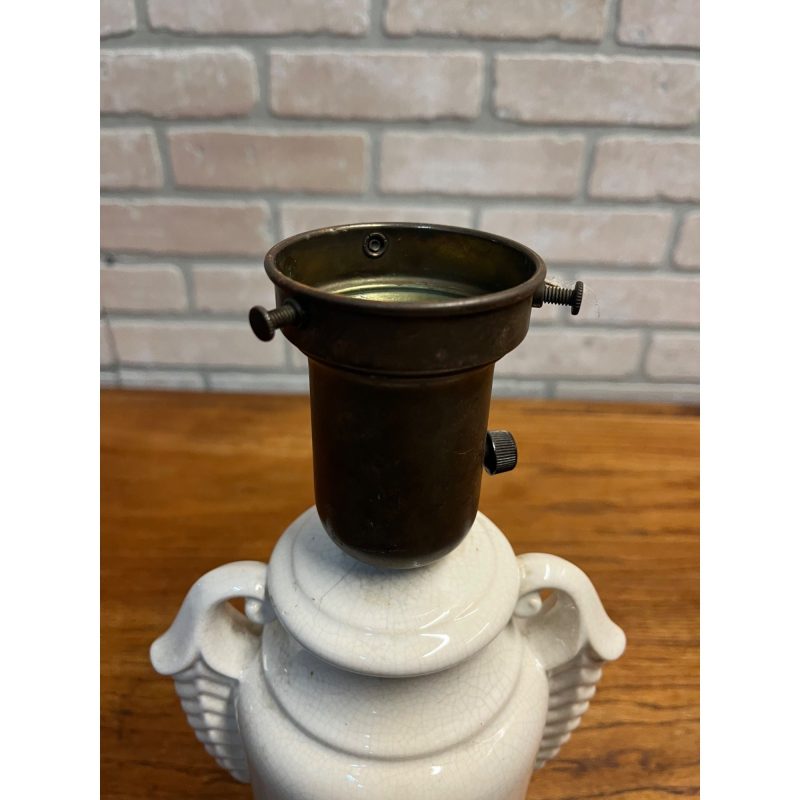 Vintage White Ceramic Urn Table Lamp Base Part French MCM Mid-Century