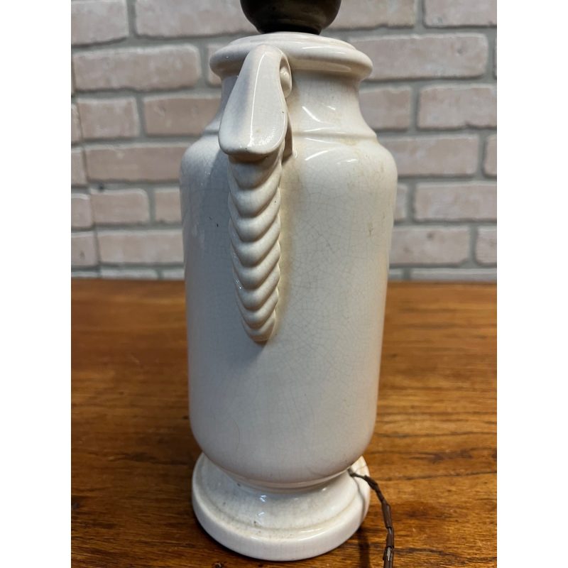 Vintage White Ceramic Urn Table Lamp Base Part French MCM Mid-Century