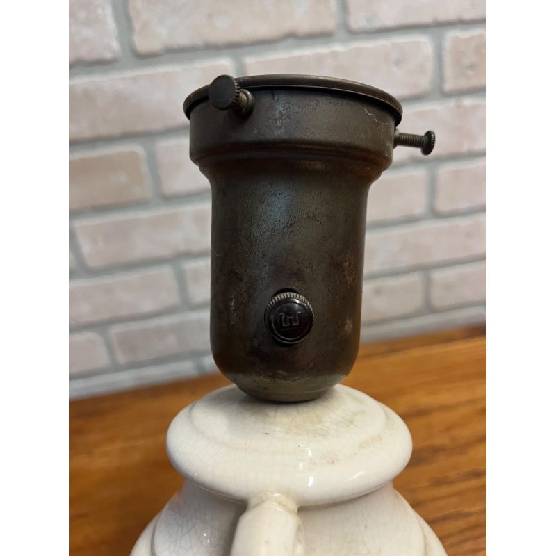 Vintage White Ceramic Urn Table Lamp Base Part French MCM Mid-Century