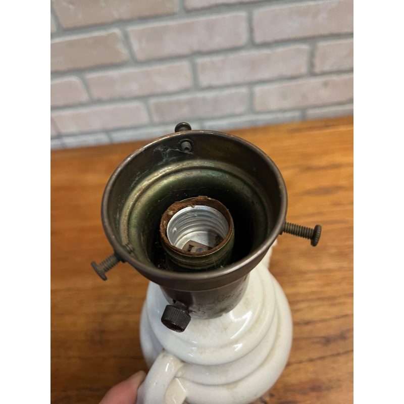 Vintage White Ceramic Urn Table Lamp Base Part French MCM Mid-Century