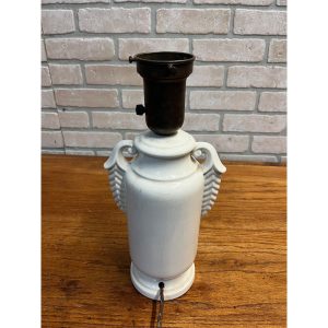 Vintage White Ceramic Urn Table Lamp Base Part French MCM Mid-Century