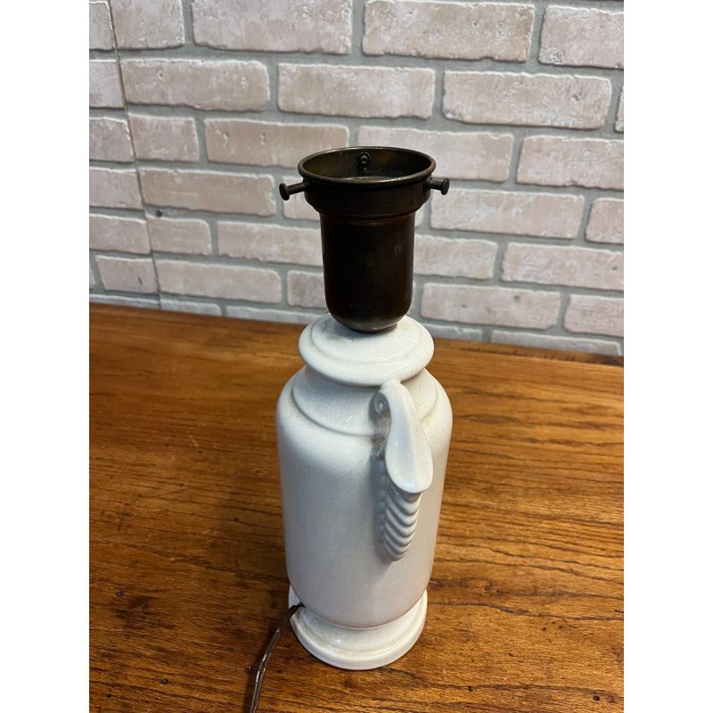 Vintage White Ceramic Urn Table Lamp Base Part French MCM Mid-Century