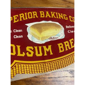 P44OzPRg_2.jpg Early 1900's Holsum Bread Cloth Pennant Advertising Banner Sign Superior Baking Co.
