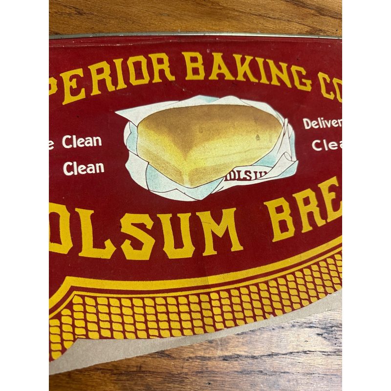 P44OzPRg_2.jpg Early 1900's Holsum Bread Cloth Pennant Advertising Banner Sign Superior Baking Co.