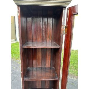 Pair of Primitive Painted Grey Book Display Cases, Wooden Glass Cabinets