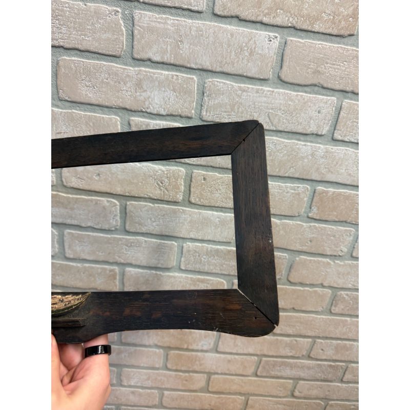 Antique American Folk Art Frame Carved Watermelon Oak Picture Frame