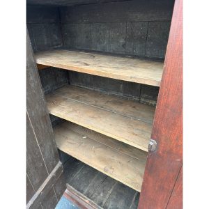 Antique Primitive Red Painted Farmhouse Kitchen Large Pantry Cupboard