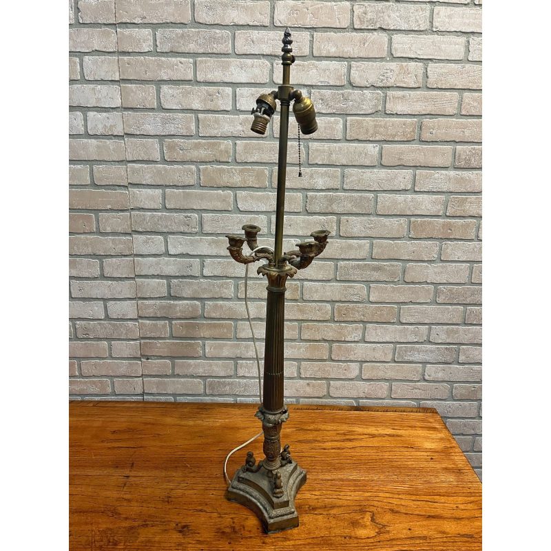 QTOClbEundefined_0.jpg Antique Neoclassical French Bronze Tall Candlestick Electric Lamp PARTS/REPAIR