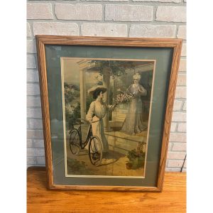 Early 1900s Columbia Bicycles Pope Mfg Co. Advertising Framed Litho SIgn Poster
