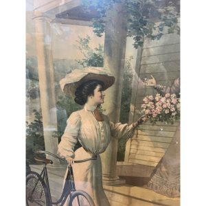 Early 1900s Columbia Bicycles Pope Mfg Co. Advertising Framed Litho SIgn Poster