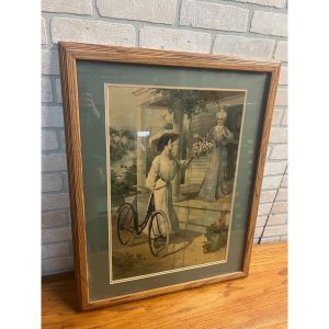Early 1900s Columbia Bicycles Pope Mfg Co. Advertising Framed Litho SIgn Poster