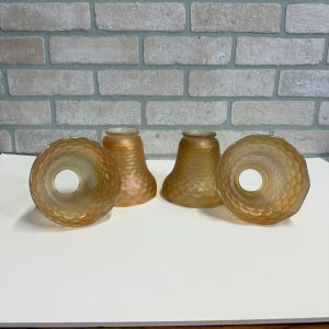 Vintage Imperial Carnival Iridescent Coral Shell Scale Marigold Glass Shades