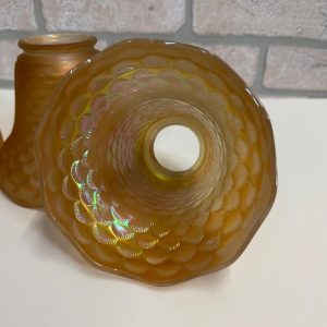 Vintage Imperial Carnival Iridescent Coral Shell Scale Marigold Glass Shades