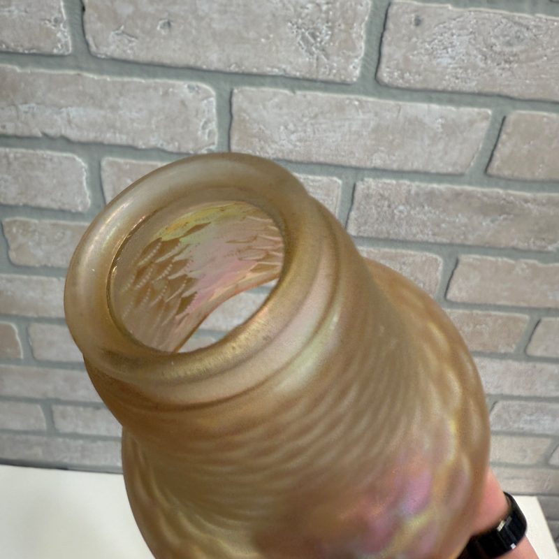 Vintage Imperial Carnival Iridescent Coral Shell Scale Marigold Glass Shades