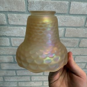 Vintage Imperial Carnival Iridescent Coral Shell Scale Marigold Glass Shades