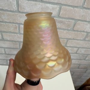 Vintage Imperial Carnival Iridescent Coral Shell Scale Marigold Glass Shades