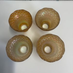 Vintage Imperial Carnival Iridescent Coral Shell Scale Marigold Glass Shades