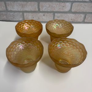 Vintage Imperial Carnival Iridescent Coral Shell Scale Marigold Glass Shades