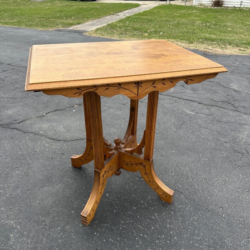 Victorian Eastlake Style Parlor Game Side Table Wooden