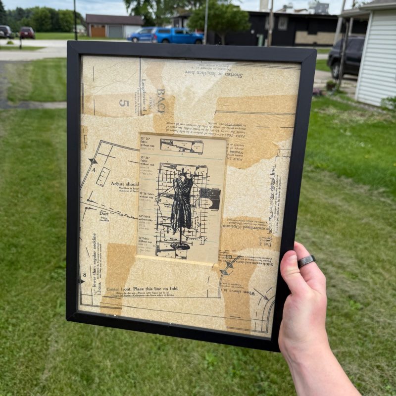 Vintage Sewing Pattern Framed Art Decoupage