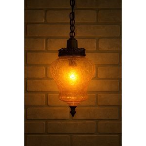 U1oVobQq_0.jpg Vintage Mid Century Amber Crackle Swag Light Lamp Fixture Hanging Boho