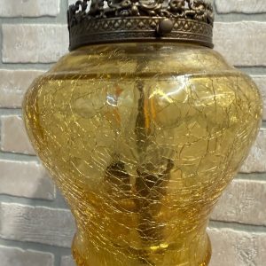 U1oVobQq_3.jpg Vintage Mid Century Amber Crackle Swag Light Lamp Fixture Hanging Boho