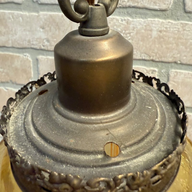 U1oVobQq_5.jpg Vintage Mid Century Amber Crackle Swag Light Lamp Fixture Hanging Boho