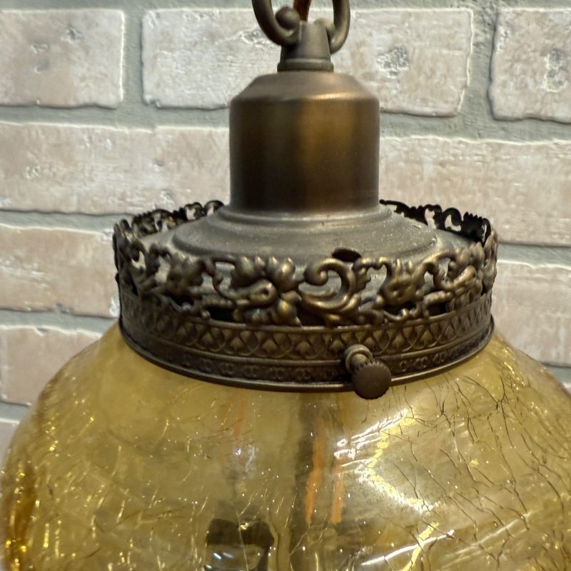 U1oVobQq_6.jpg Vintage Mid Century Amber Crackle Swag Light Lamp Fixture Hanging Boho