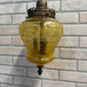 U1oVobQq_7.jpg Vintage Mid Century Amber Crackle Swag Light Lamp Fixture Hanging Boho