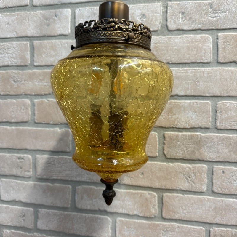 U1oVobQq_7.jpg Vintage Mid Century Amber Crackle Swag Light Lamp Fixture Hanging Boho