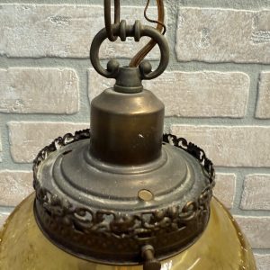 U1oVobQq_8.jpg Vintage Mid Century Amber Crackle Swag Light Lamp Fixture Hanging Boho