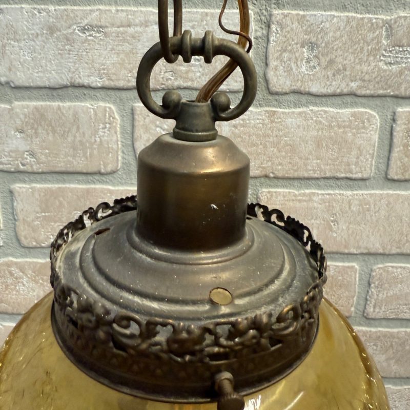 U1oVobQq_8.jpg Vintage Mid Century Amber Crackle Swag Light Lamp Fixture Hanging Boho