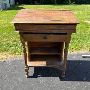 U4RMnVIR_1.jpg Antique Pine Secretary Hotel Teachers Lecture Desk Clerk's Desk Table