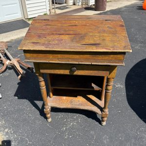 U4RMnVIR_5.jpg Antique Pine Secretary Hotel Teachers Lecture Desk Clerk's Desk Table